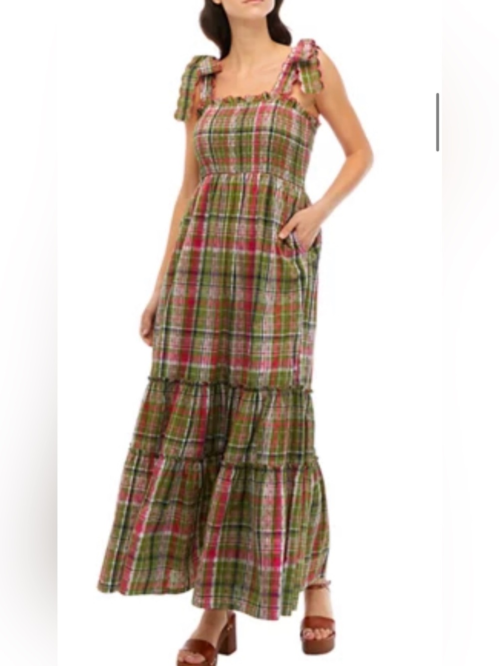 Crown & Ivy Women's Smocked Bodice Plaid
Maxi Dress size L